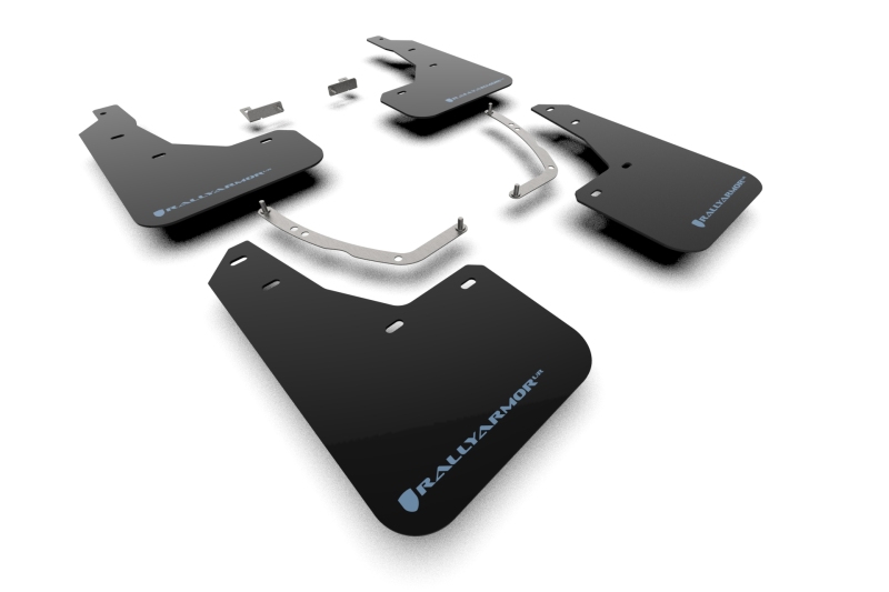 Hyundai Ioniq 5 Mud Flaps - Front + Rear - Rally Armor - UR Black w/ Performance Blue Logo - Black - 2025+ Hyundai Ioniq 5 Mud Flaps - Front + Rear - Rally Armor - UR Black w/ Performance Blue Logo - Black - 2025+